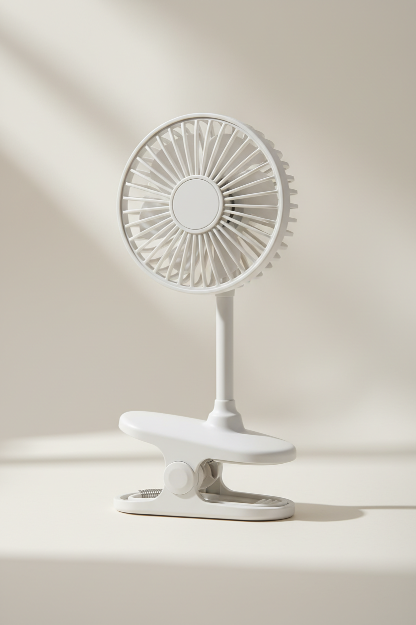 Safe clip-on mini fan designed for stroller use
